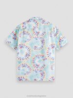 άνδρες εμπριμέ από οργανικό βαμβάκι πουκάμισο camp βαφή λουλουδιών μέντας 0J8D326 είδη ένδυσης Scotch & Soda - Image 6