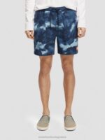 άνδρες εμπριμέ tie-dye σορτς μαγιό μεσαίου μήκους ναυτική βαφή γραβάτας 0J8D689 είδη ένδυσης Scotch & Soda