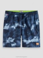 άνδρες εμπριμέ tie-dye σορτς μαγιό μεσαίου μήκους ναυτική βαφή γραβάτας 0J8D689 είδη ένδυσης Scotch & Soda - Image 5