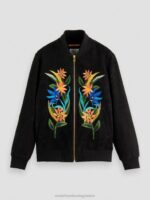 άνδρες κεντημένο καστόρι bomber jacket μαύρος 0J8D563 είδη ένδυσης Scotch & Soda - Image 5
