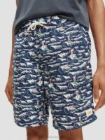 άνδρες μακρυά εμπριμέ κολύμπι κοντά blue wave surf aop 0J8D678 είδη ένδυσης Scotch & Soda - Image 4