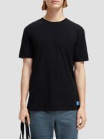 άνδρες T-shirt από οργανικό βαμβάκι με χαλαρή εφαρμογή μαύρος 0J8D453 είδη ένδυσης Scotch & Soda