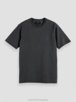 άνδρες T-shirt βαμμένο με κανονική εφαρμογή μαύρος 0J8D430 είδη ένδυσης Scotch & Soda - Image 5