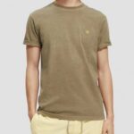 άνδρες T-shirt βαμμένο με κανονική εφαρμογή χακί 0J8D429 είδη ένδυσης Scotch & Soda