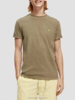 άνδρες T-shirt βαμμένο με κανονική εφαρμογή χακί 0J8D429 είδη ένδυσης Scotch & Soda