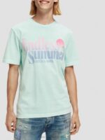 άνδρες T-shirt με κανονική εφαρμογή, βαμμένα με έργα τέχνης Όρμος 0J8D358 είδη ένδυσης Scotch & Soda