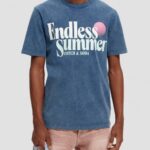 άνδρες T-shirt με κανονική εφαρμογή, βαμμένα με έργα τέχνης θαλάσσια 0J8D354 είδη ένδυσης Scotch & Soda