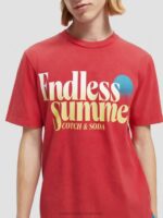 άνδρες T-shirt με κανονική εφαρμογή, βαμμένα με έργα τέχνης κόκκινο τουλίπα 0J8D357 είδη ένδυσης Scotch & Soda - Image 4