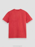 άνδρες T-shirt με κανονική εφαρμογή, βαμμένα με έργα τέχνης κόκκινο τουλίπα 0J8D357 είδη ένδυσης Scotch & Soda - Image 6