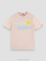 άνδρες T-shirt με κανονική εφαρμογή, βαμμένα με έργα τέχνης τριαντάφυλλο 0J8D356 είδη ένδυσης Scotch & Soda