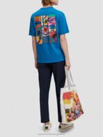 άνδρες T-shirt με οργανικά έργα τέχνης με χαλαρή εφαρμογή μπλε της ίριδας 0J8D360 είδη ένδυσης Scotch & Soda - Image 3