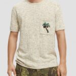 άνδρες T-shirt με τσέπες με έργα τέχνης μελανζά άμμου 0J8D414 είδη ένδυσης Scotch & Soda