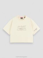 γυναίκες κεντημένο crop top t-shirt λευκή βανίλια 0J8D72 είδη ένδυσης Scotch & Soda - Image 5