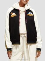 γυναίκες κεντημένο raglan bomber jacket μαύρος 0J8D130 είδη ένδυσης Scotch & Soda