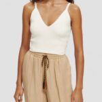 γυναίκες πλεκτό crop top με λαιμόκοψη λευκή βανίλια 0J8D118 είδη ένδυσης Scotch & Soda