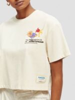 γυναίκες φαρδιά εφαρμογή cropped κεντημένο μπλουζάκι υπόλευκο 0J8D91 είδη ένδυσης Scotch & Soda - Image 4