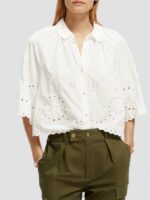 γυναίκες crop top broderie anglaise άσπρο 0J8D40 είδη ένδυσης Scotch & Soda