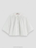 γυναίκες crop top broderie anglaise άσπρο 0J8D40 είδη ένδυσης Scotch & Soda - Image 5