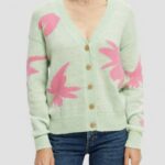 γυναίκες intarsia πλεκτή ζακέτα σε boxy-fit combo α 0J8D127 είδη ένδυσης Scotch & Soda