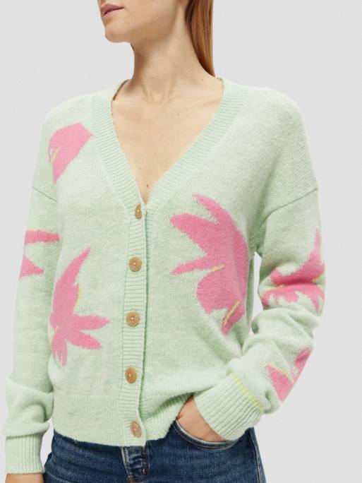 γυναίκες intarsia πλεκτή ζακέτα σε boxy-fit combo α 0J8D127 είδη ένδυσης Scotch & Soda - Image 4