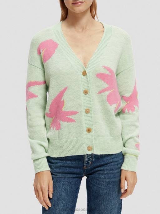 γυναίκες intarsia πλεκτή ζακέτα σε boxy-fit combo α 0J8D127 είδη ένδυσης Scotch & Soda - Image 1