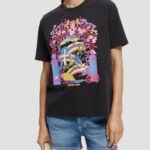 γυναίκες T-shirt από οργανικό βαμβάκι με χαλαρή εφαρμογή μαύρος 0J8D97 είδη ένδυσης Scotch & Soda