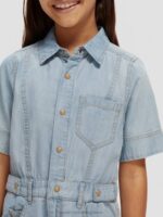 παιδιά ελαφρύ chambray τζιν playsuit πλυμένο λουλακί 0J8D727 είδη ένδυσης Scotch & Soda - Image 4