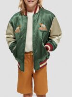 παιδιά κεντημένο σατέν bomber jacket Στρατός 0J8D791 είδη ένδυσης Scotch & Soda